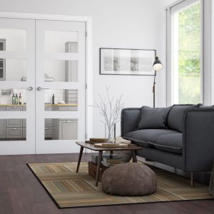 Internal White Primed Coventry (CLEAR GLASS) Rebated Door Pair